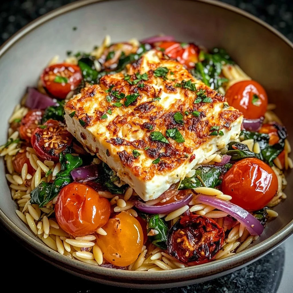 Baked Feta Orzo Spinach