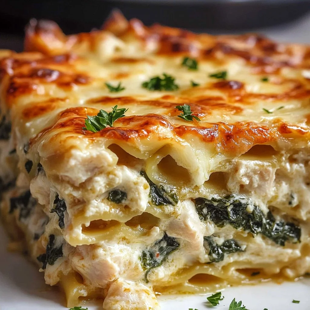 Creamy Chicken Spinach Lasagna
