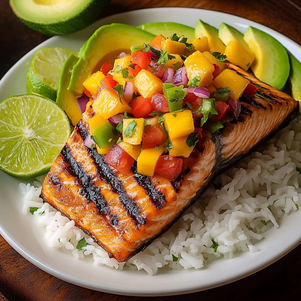 Grilled Salmon Mango Salsa Dish