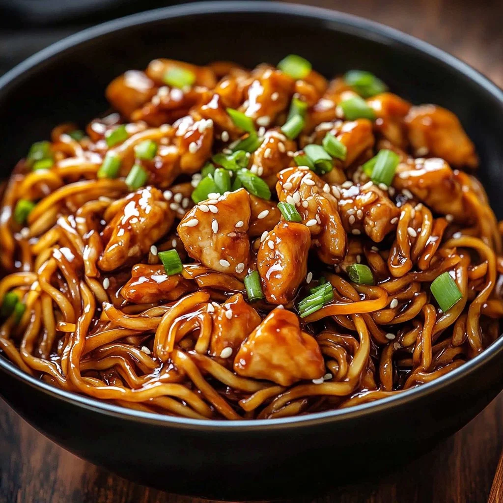 Sticky Garlic Chicken Noodles